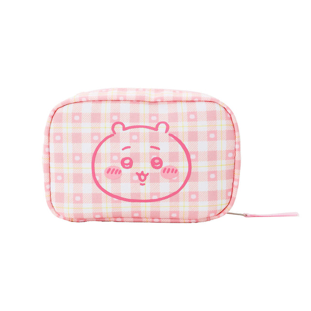 Estuche rosado a cuadros de Chiikawa