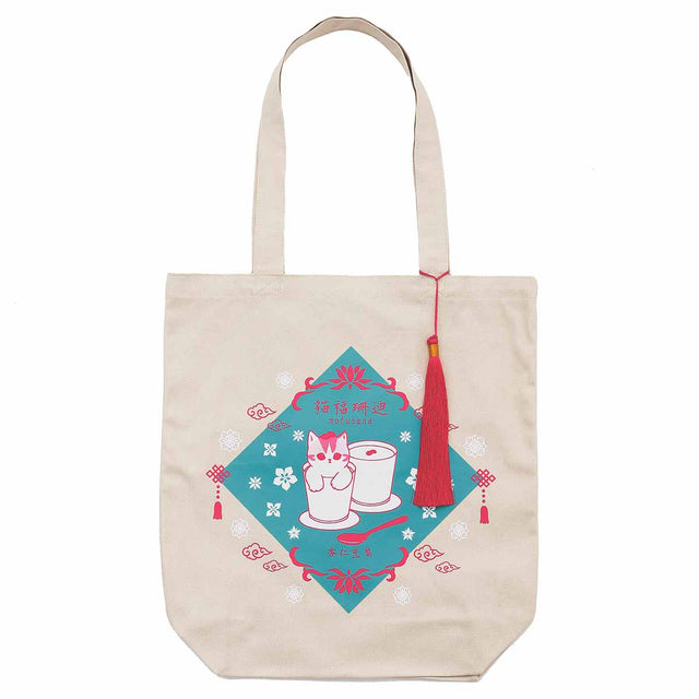 Bolso tote Mofusand estilo chino, color natural