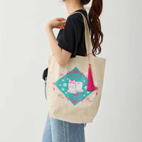 Bolso tote Mofusand estilo chino, color natural