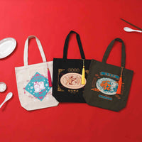 Bolso tote Mofusand estilo chino, color natural