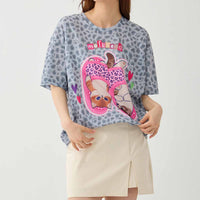 Polera gris Mofusand con gatito estilo gyaru