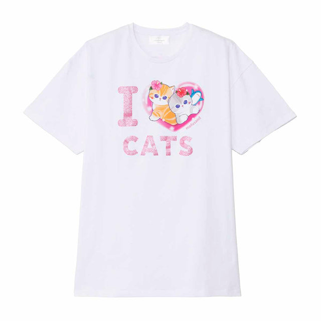 Polera mofusand I LOVE CATS blanca
