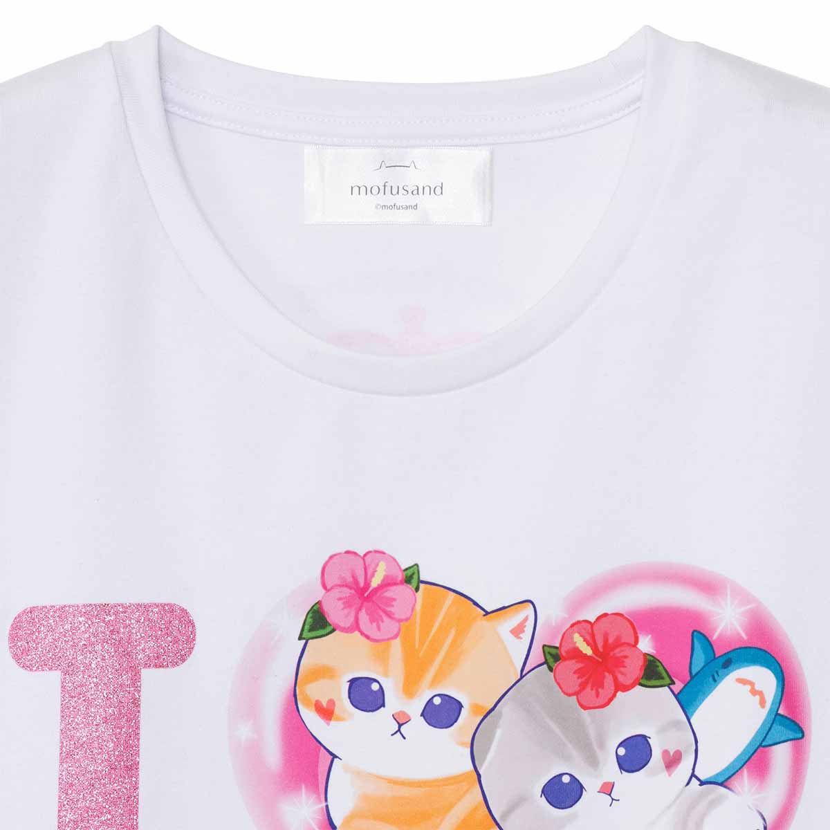 Polera mofusand I LOVE CATS blanca