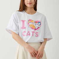 Polera mofusand I LOVE CATS blanca