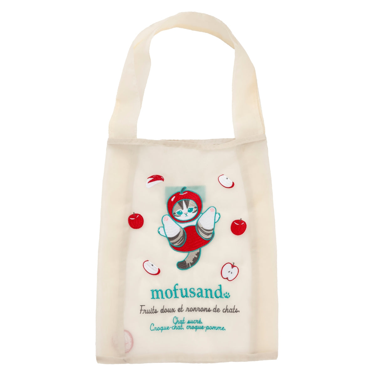 Bolso blanco de organza Mofusand con manzana