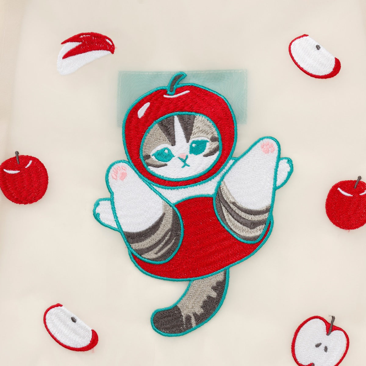 Bolso blanco de organza Mofusand con manzana