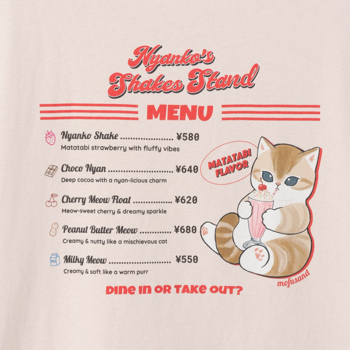 Polera Mofusand Diner Menu color marfil