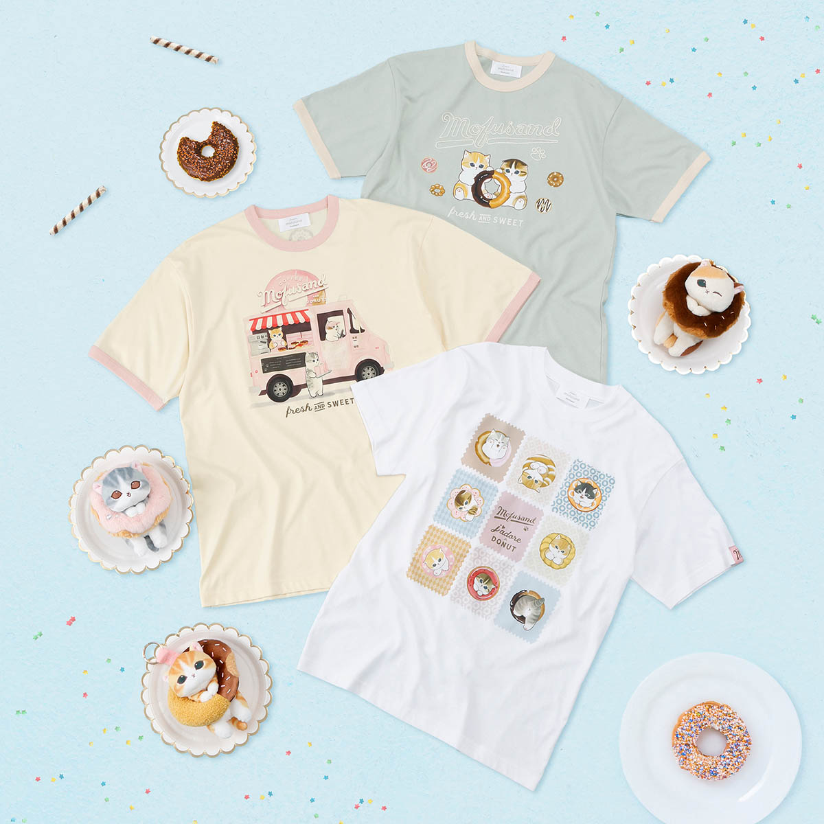 Polera Mofusand Coffee and Donuts blanca
