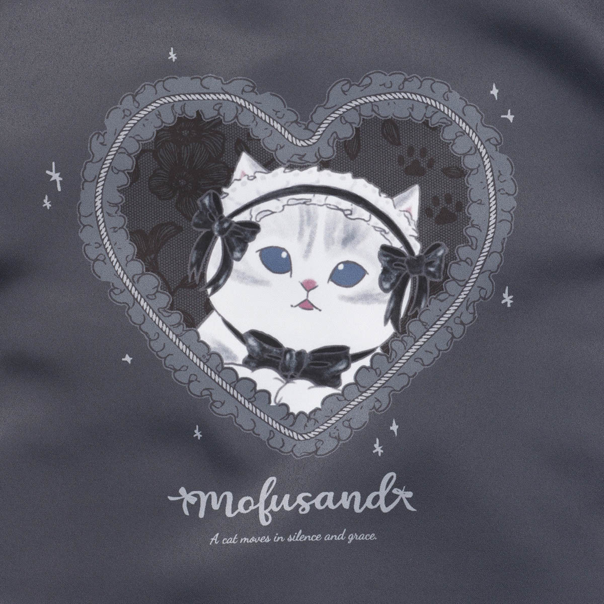Bolso Mofusand estilo balletcore con gato de lazo negro