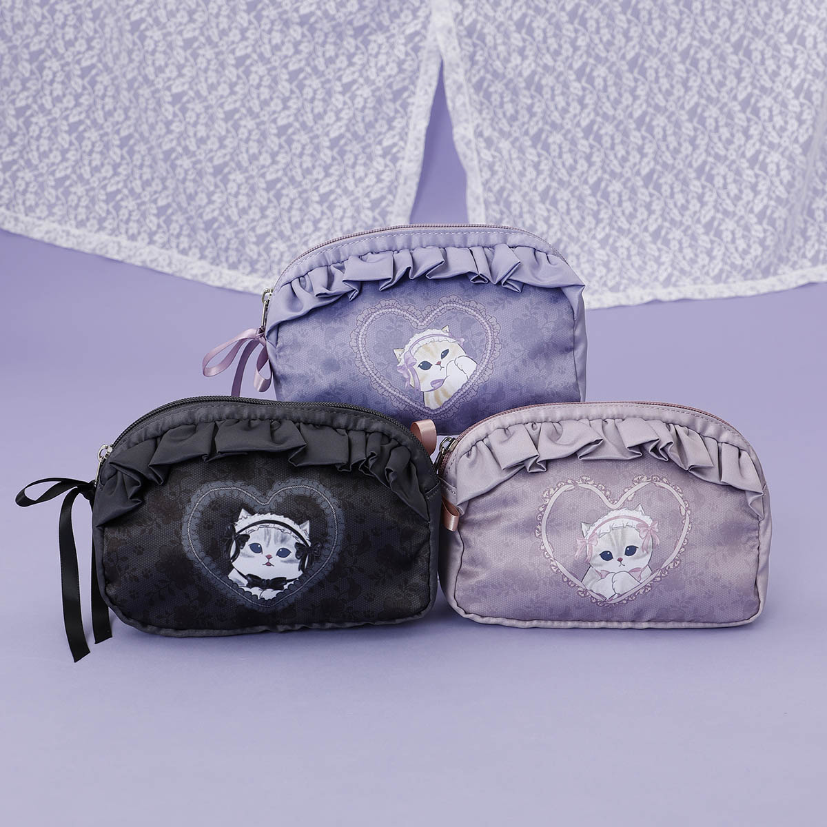 Estuche balletcore mofusand con gatito y lazo rosa