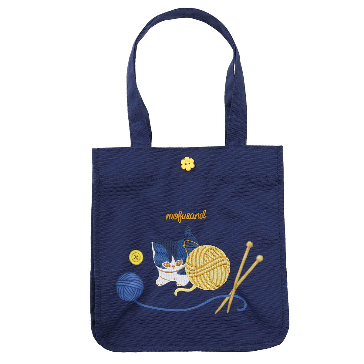 Lonchera tote mofusand con gato jugando, azul marino