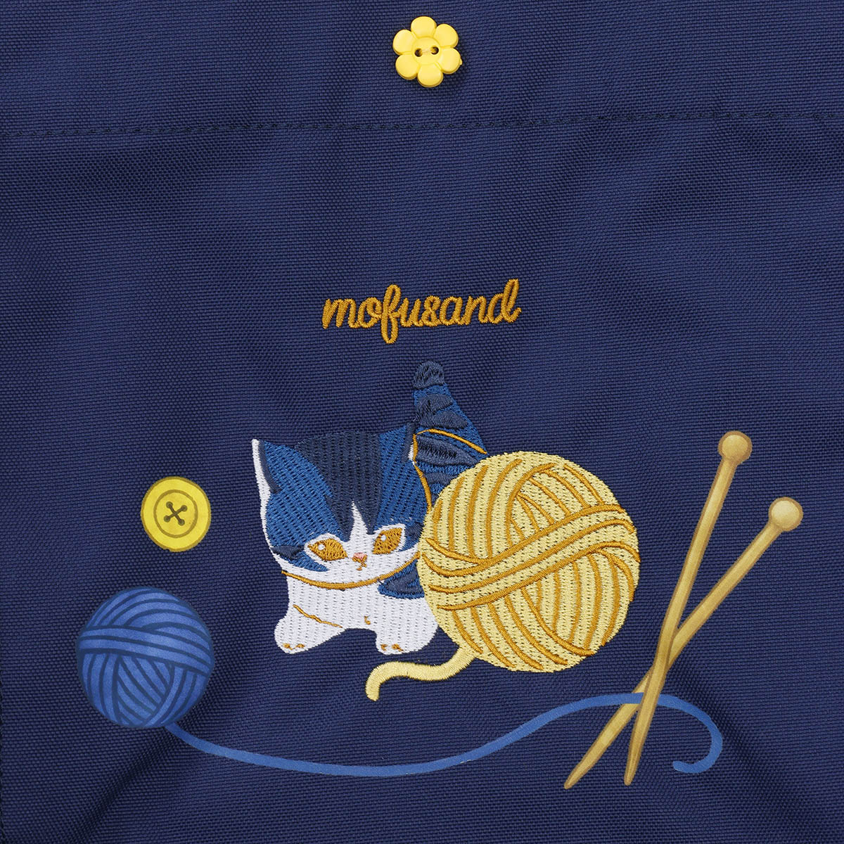 Lonchera tote mofusand con gato jugando, azul marino