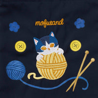 Bolso con cordón mofusand, gato y ovillo azul marino