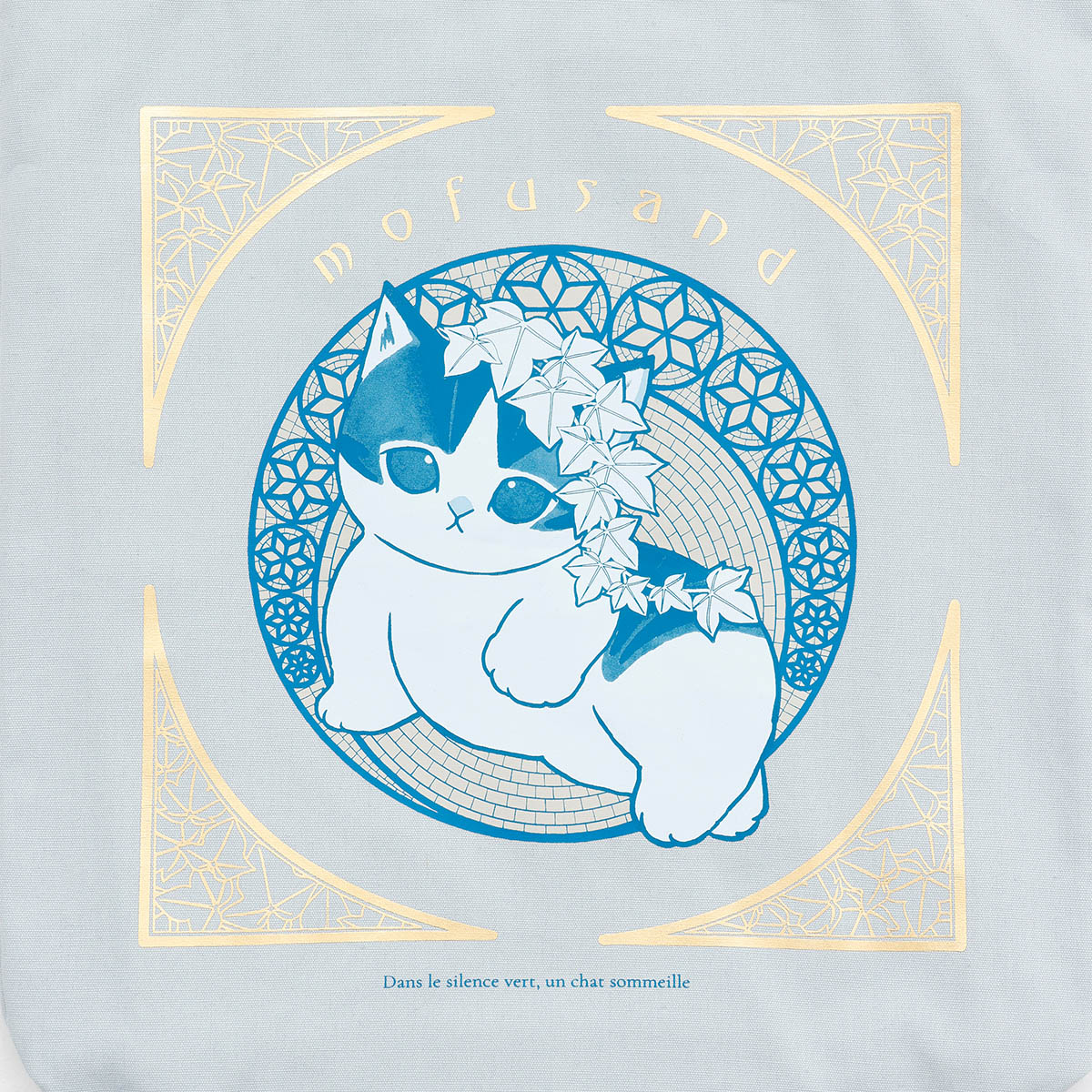 Bolso tote mofusand estilo Art Nouveau - Azul ceniza