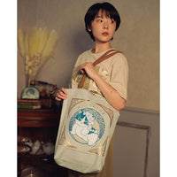 Bolso tote mofusand estilo Art Nouveau - Azul ceniza