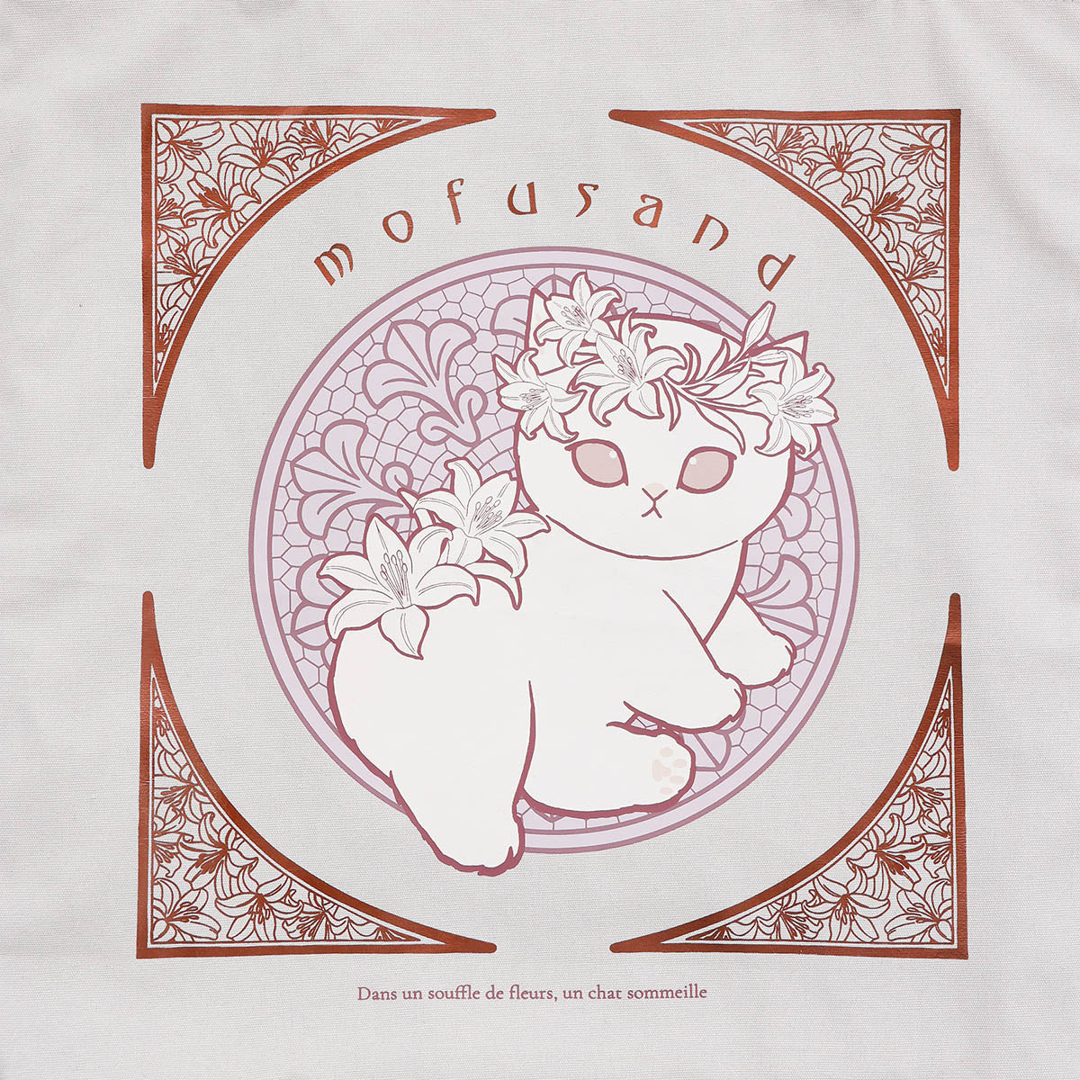 Bolso tote Mofusand estilo art nouveau, rosa empolvado