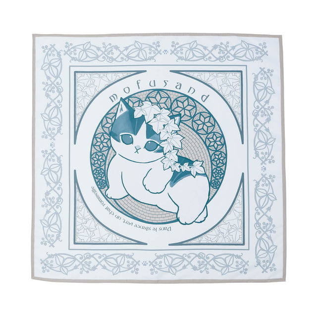Bufanda Mofusand estilo art nouveau, azul grisáceo