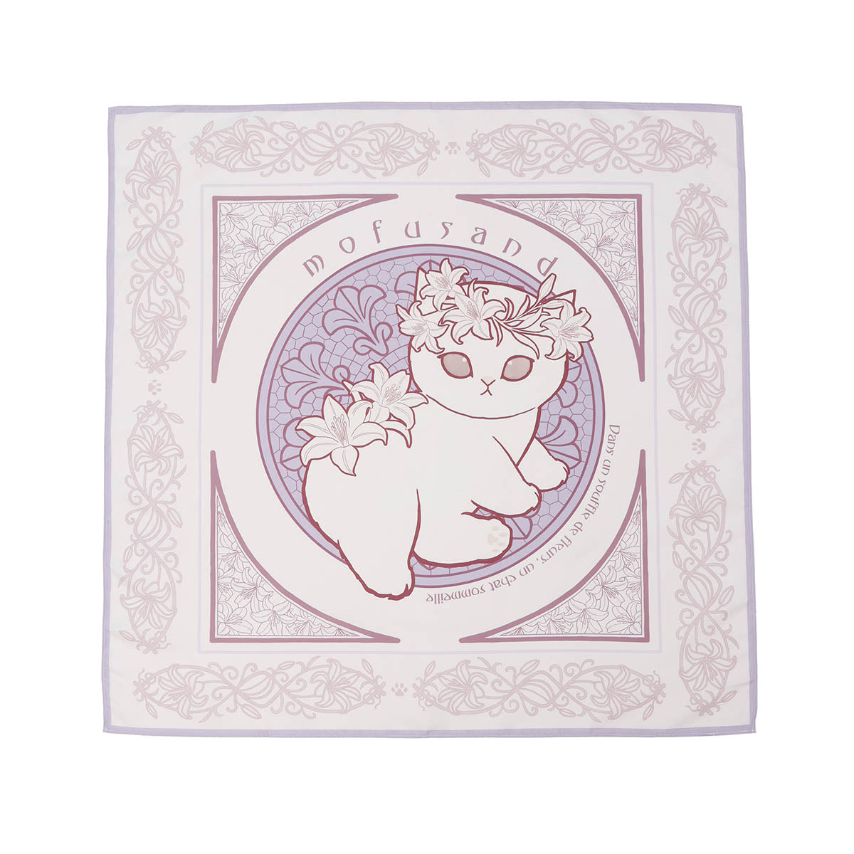 Pañuelo Mofusand estilo Art Nouveau, malva y beige