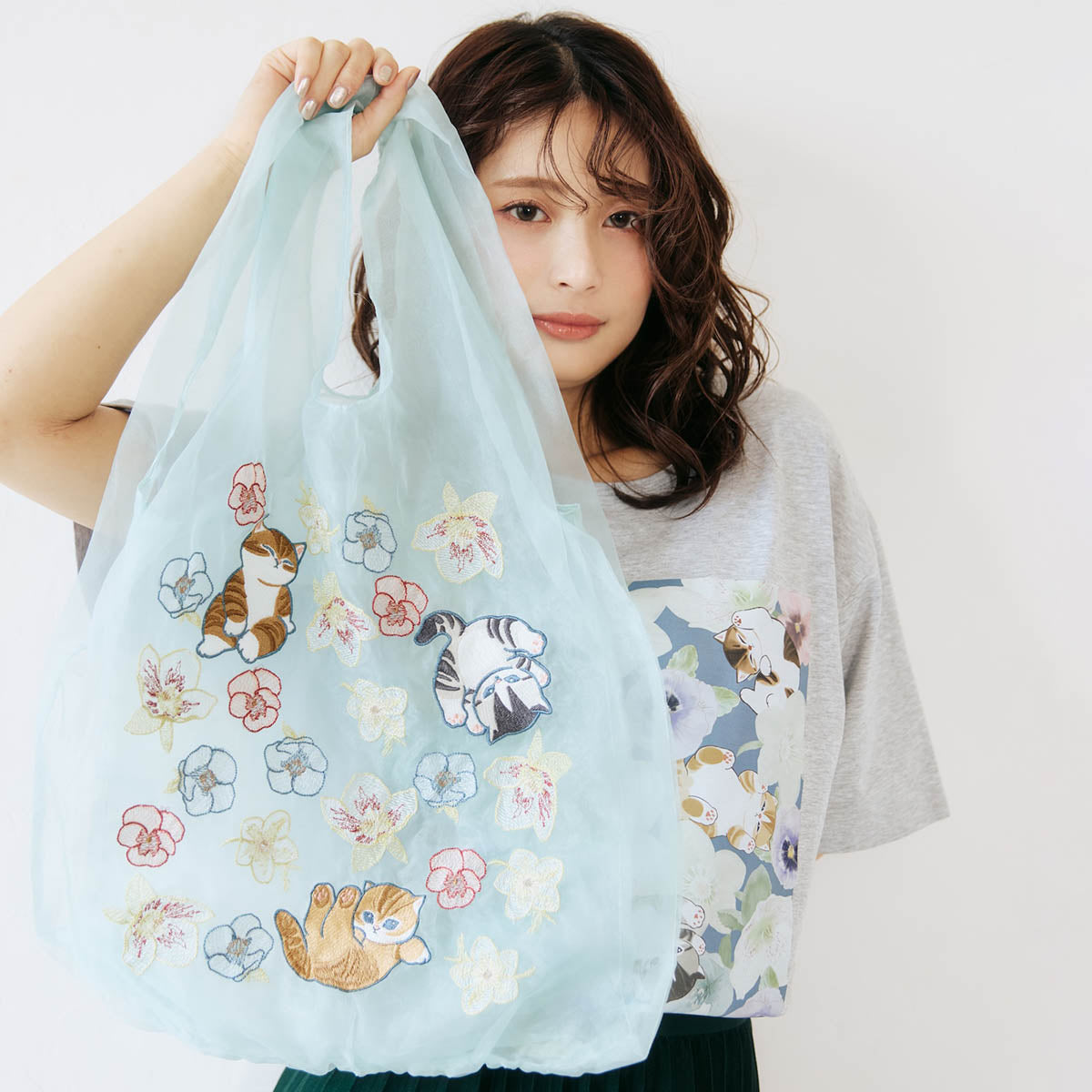 Bolso de tul mofusand x Hibiya Kadan, menta