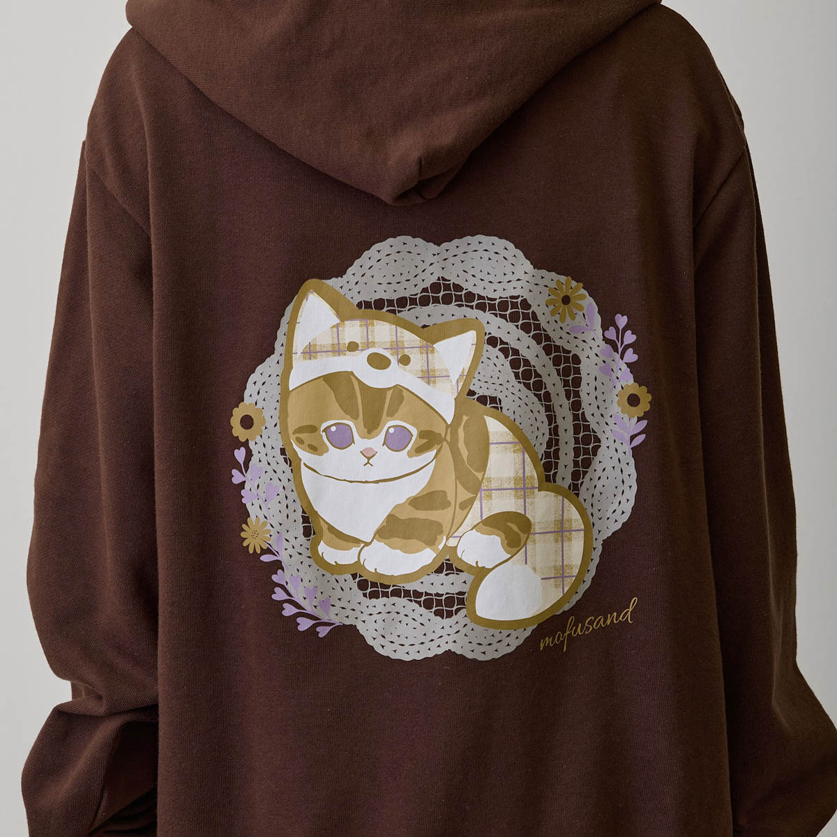 Polerón con cierre mofusand: gatito zorro café oscuro