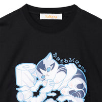 Polera negra mofusand: gato amante del papel higiénico