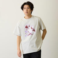 Polera gris Mofusand: gato fan del florero