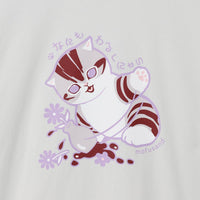 Polera gris Mofusand: gato fan del florero