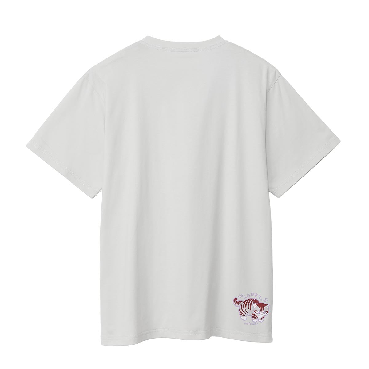 Polera gris Mofusand: gato fan del florero