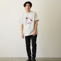 Polera gris Mofusand: gato fan del florero