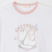 Polera blanca Mofusand Gatito Mariposa