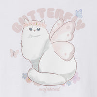 Polera blanca Mofusand Gatito Mariposa