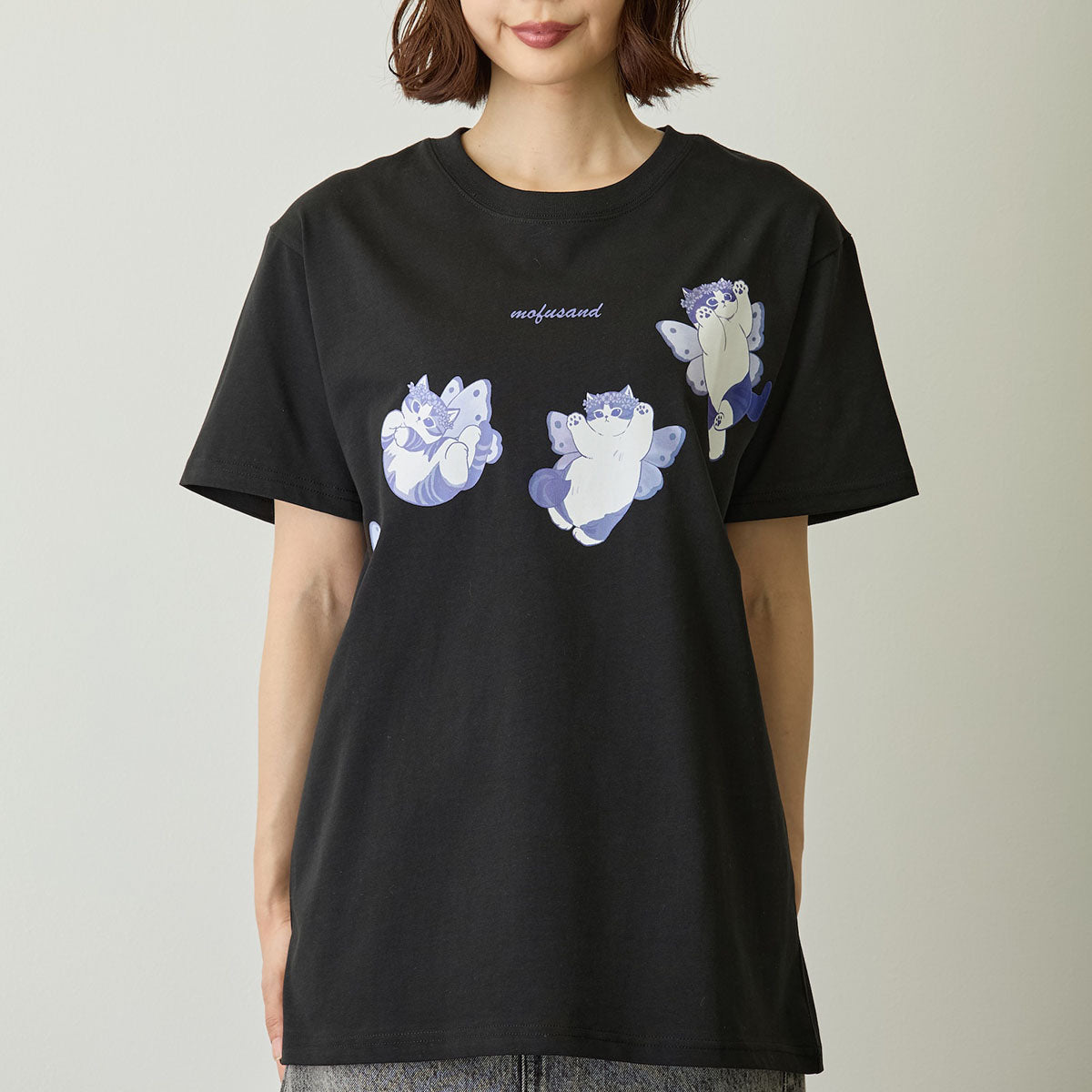 Polera negra mofusand Gato Mariposa