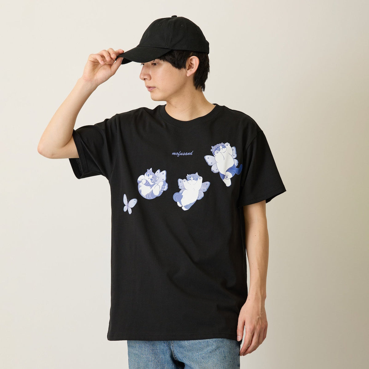 Polera negra mofusand Gato Mariposa