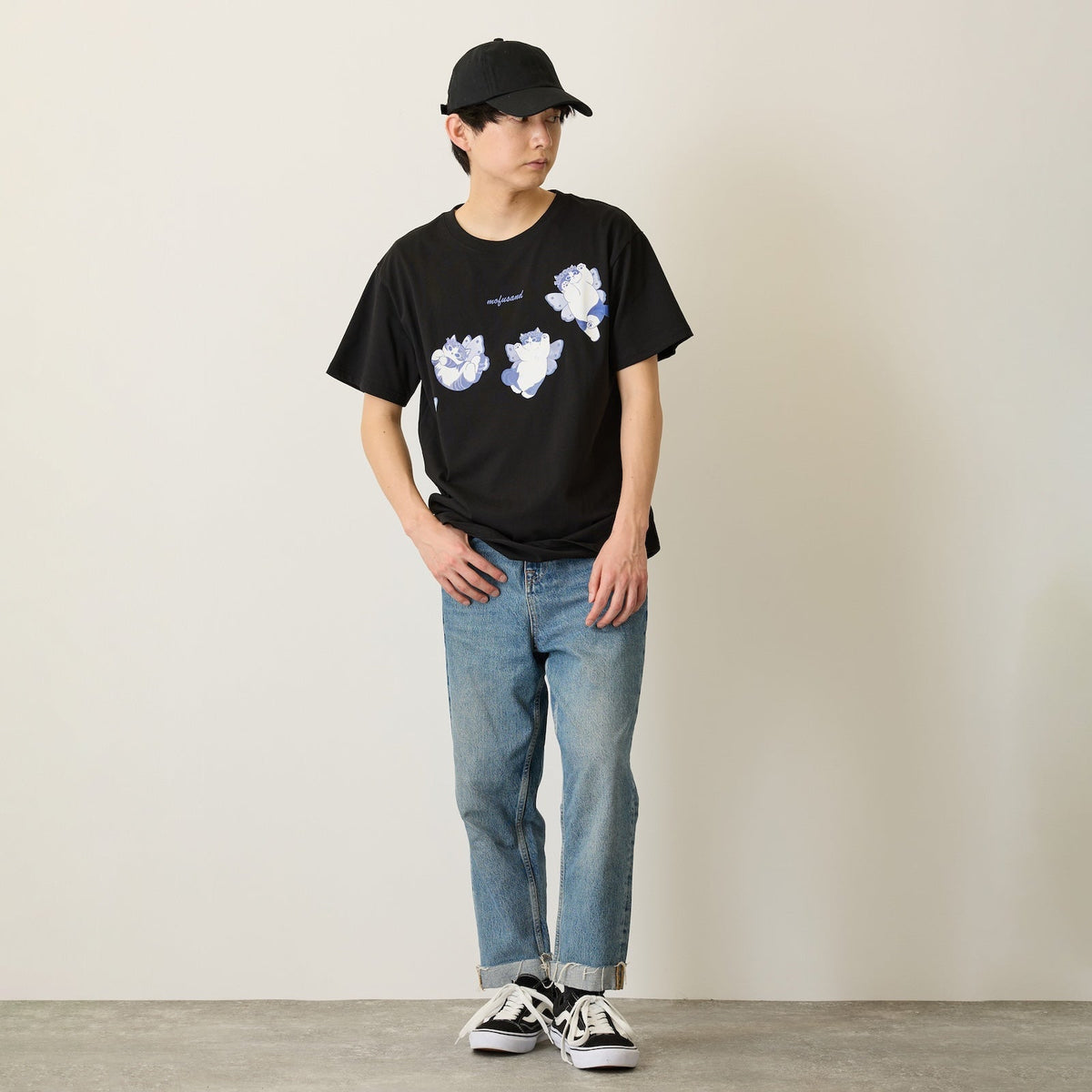 Polera negra mofusand Gato Mariposa