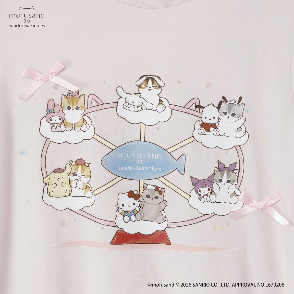 Polera mofusand x Sanrio, rosa pálido
