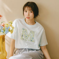 Polera botánica azul pálido mofusand × Hibiya Kadan