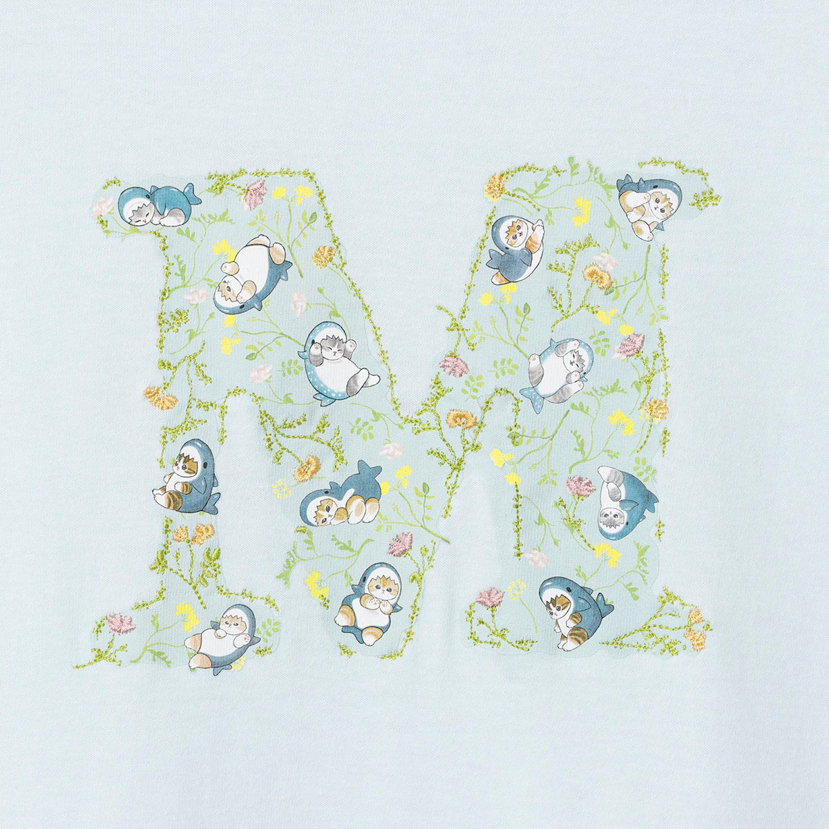 Polera botánica azul pálido mofusand × Hibiya Kadan