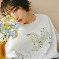 Polera botánica azul pálido mofusand × Hibiya Kadan