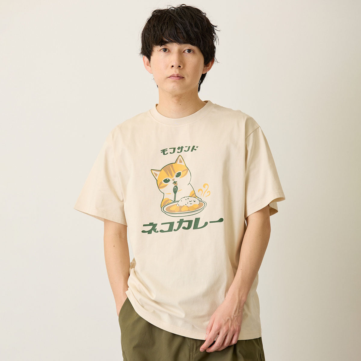 Polera mofusand Gato con curry, color natural