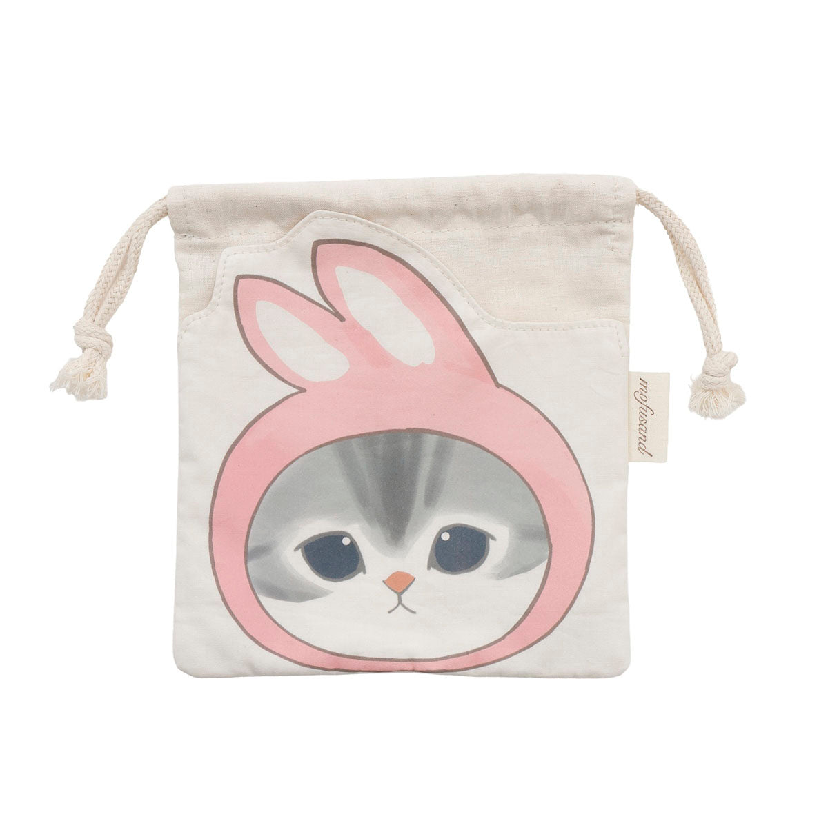 Bolsa con cordón mofusand, gato con orejas de conejo