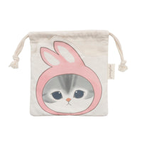 Bolsa con cordón mofusand, gato con orejas de conejo