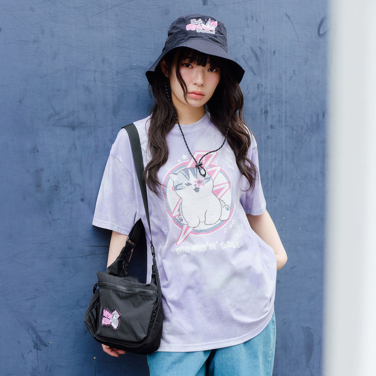 Gorro de nylon mofusand Let’s Rocknyan Together negro