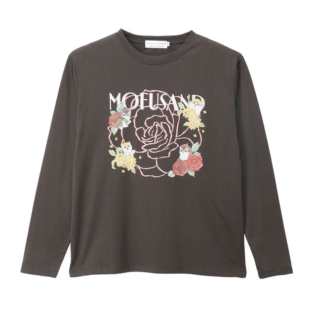 Polera manga larga mofusand x Hibiya Kadan con rosas
