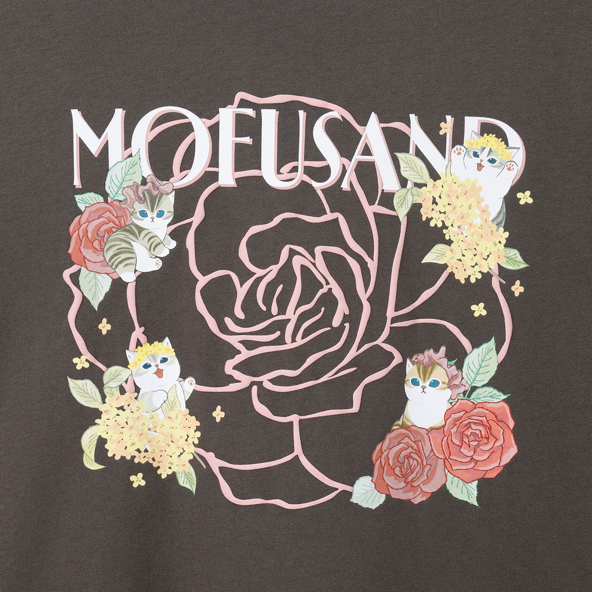 Polera manga larga mofusand x Hibiya Kadan con rosas