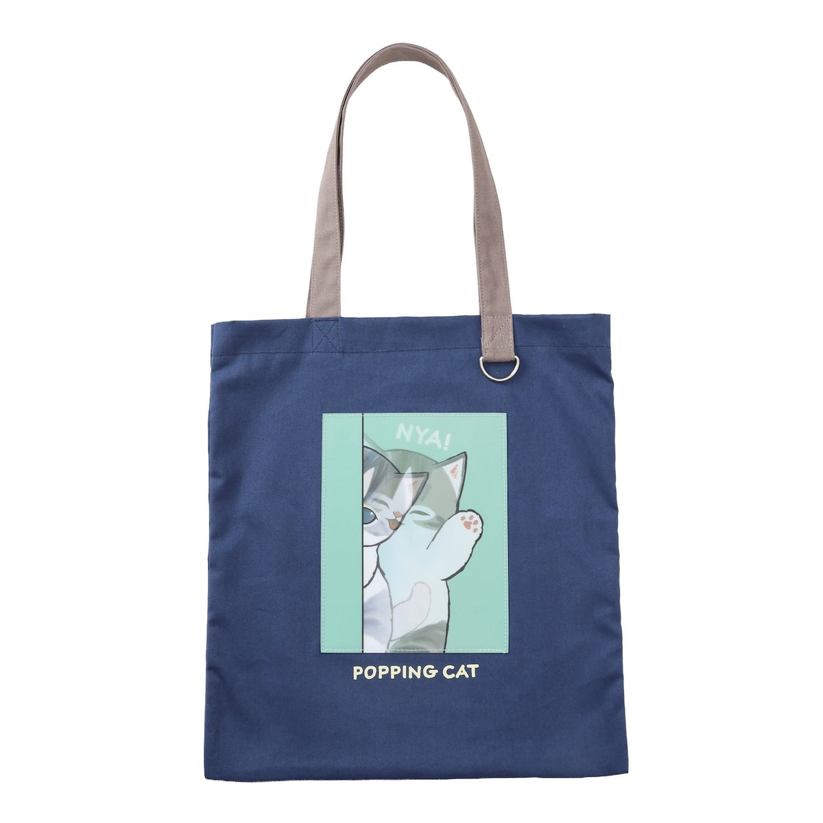 Bolso tote lenticular mofusand Popping Cat azul marino