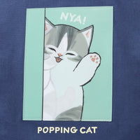 Bolso tote lenticular mofusand Popping Cat azul marino