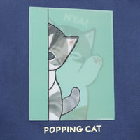 Bolso tote lenticular mofusand Popping Cat azul marino