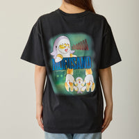 Polera negra mofusand Shark Cat estilo terror