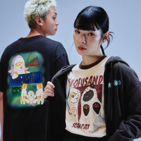 Polera negra mofusand Shark Cat estilo terror