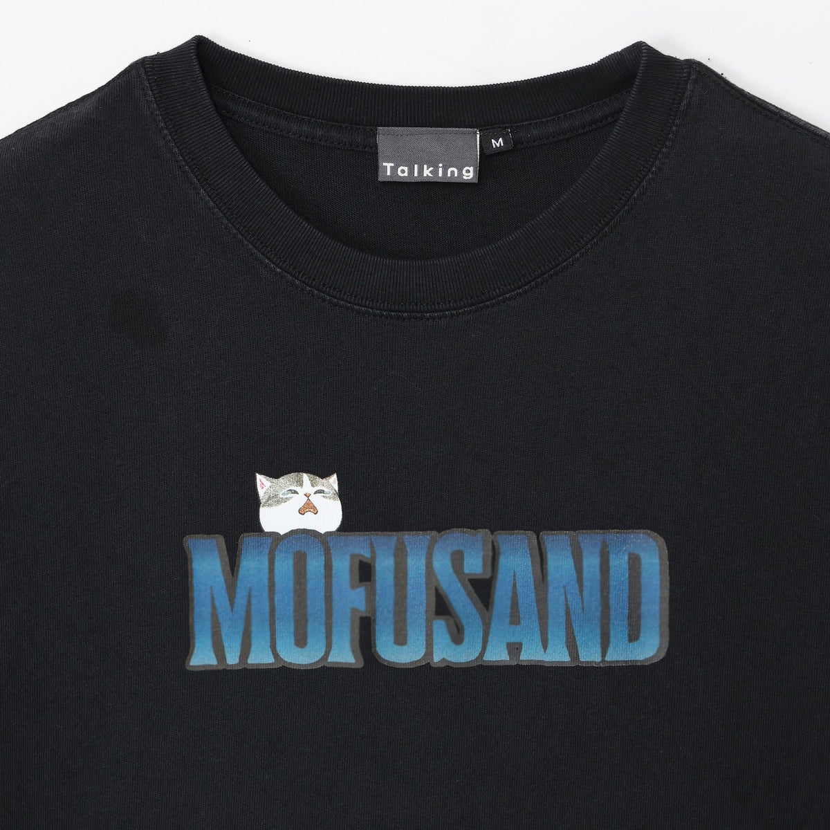 Polera negra mofusand Shark Cat estilo terror
